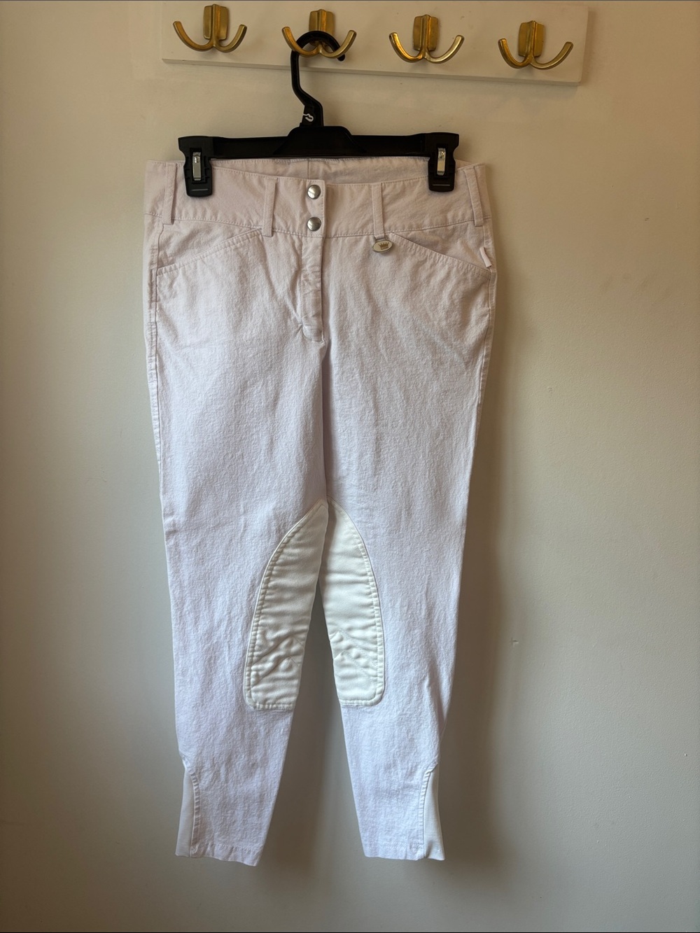 GHM White Equestrian Breech Pants with Knee Patches 28